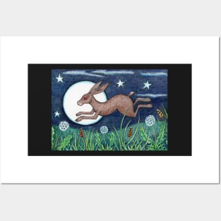 Hare Running in Colour Posters and Art